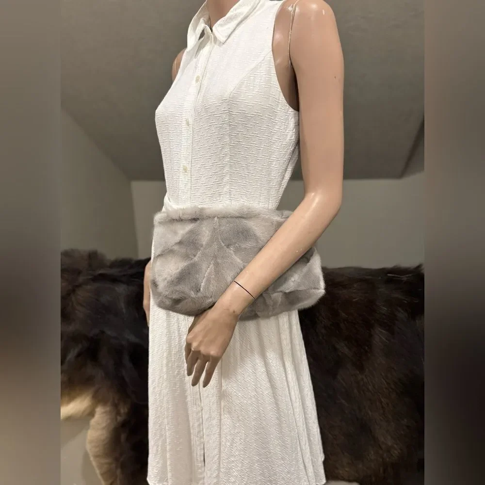 Natural Mink Fur Handmade Shoulder Bag/Clutch/Crossbody, Includes 2 Straps Style